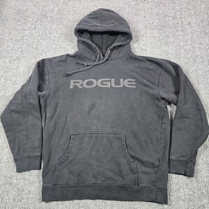 Rogue Hoodie Mens Medium Black Pullover Lined Fleece Graphic Logo Heavyweight